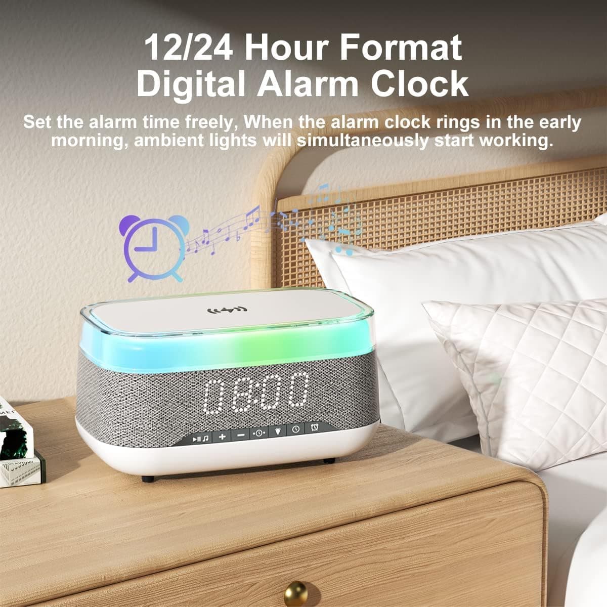 اسپیکر TERRIFI با ساعت زنگ‌دار دیجیتال و شارژر بی‌سیم سریع 264