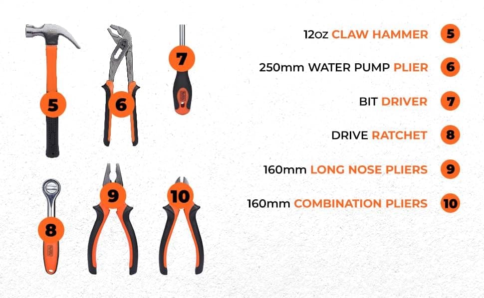 کیف ابزار دستی ۱۵۴ تکه BLACK+DECKER برای استفاده در خانه و دفتر مدل BMT154C 2747