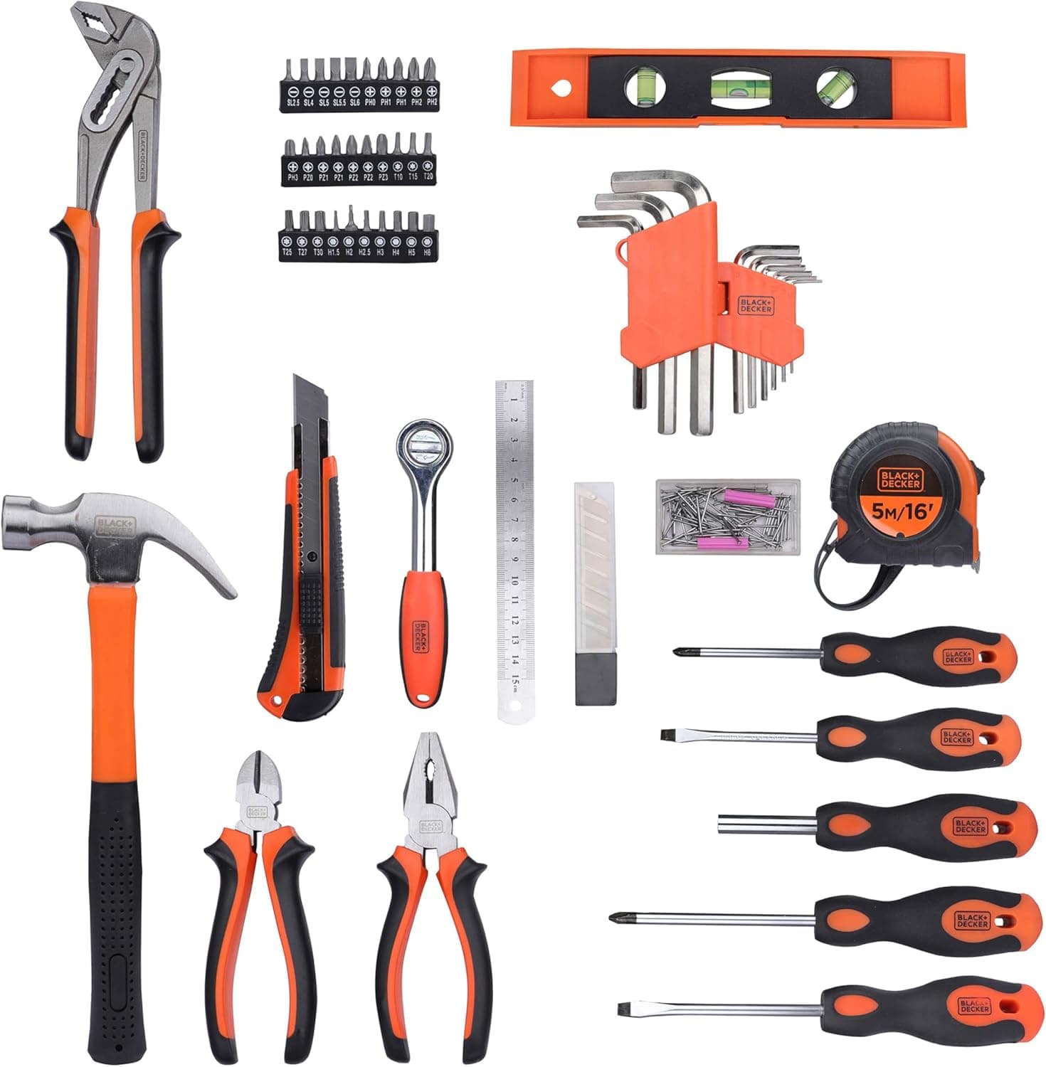 کیف ابزار دستی ۱۵۴ تکه BLACK+DECKER برای استفاده در خانه و دفتر مدل BMT154C 2752