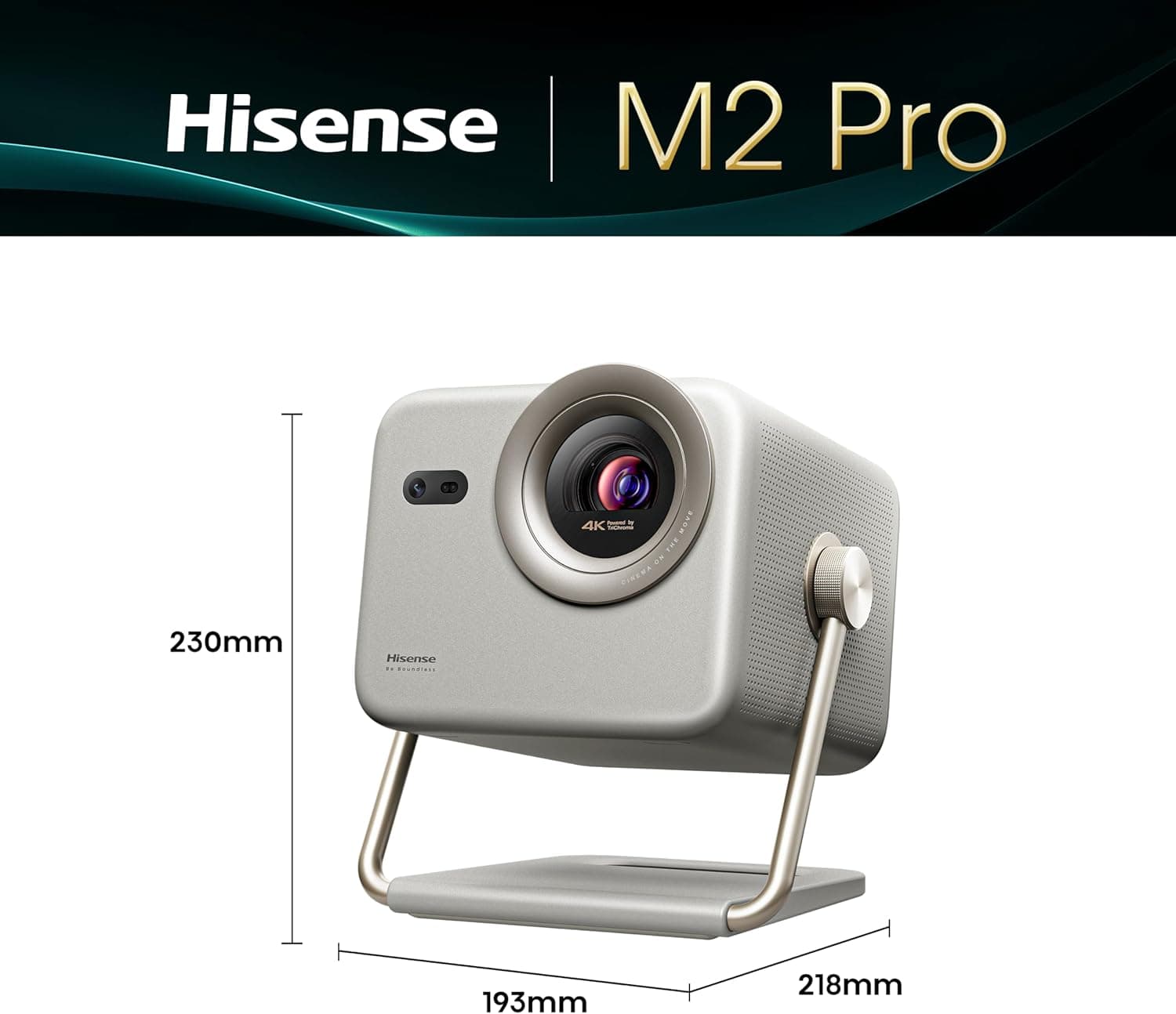 ویدئو پروژکتور لیزری هوشمند DLP هایسنس Hisense M2 PRO سایز 65"-200" (اینچ) 4K TriChroma، روشنایی 1300 Lumens با HDR، نرخ HSR 240Hz، پشتیبانی از Dolby Vision و Alexa داخلی (مدل 2025) M2 PRO قابل حمل 2894