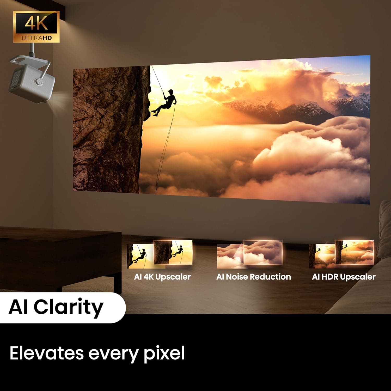 ویدئو پروژکتور لیزری هوشمند DLP هایسنس Hisense M2 PRO سایز 65"-200" (اینچ) 4K TriChroma، روشنایی 1300 Lumens با HDR، نرخ HSR 240Hz، پشتیبانی از Dolby Vision و Alexa داخلی (مدل 2025) M2 PRO قابل حمل 2897