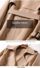 پالتو بارانی زنانه PROPFE، سبک کره‌ای، پالتو مد روز، دو ردیف دکمه، بلند با کمربند، پالتوی شیک، مناسب دفتر، بادگیر (رنگ: Hortel�، سایز: Medium) M Hortel� 2927