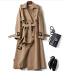 پالتو بارانی زنانه PROPFE، سبک کره‌ای، پالتو مد روز، دو ردیف دکمه، بلند با کمربند، پالتوی شیک، مناسب دفتر، بادگیر (رنگ: Hortel�، سایز: Medium) M Hortel� 2930