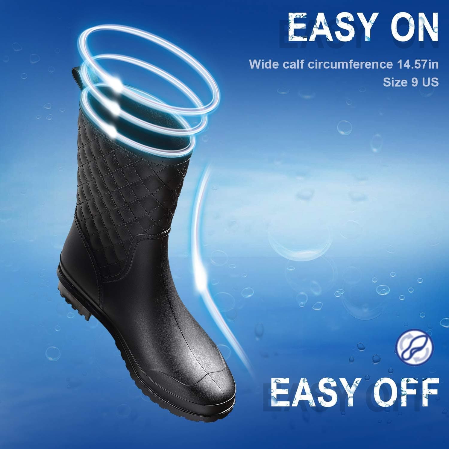 چکمه بارانی زنانه Petrass مشکی ضد آب، ساق میانی، سبک، بوتی‌های بامزه، مناسب مد و کار در فضای باز، کفش باغ راحت سایز 39 EU رنگ مشکی 2965