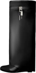 بوت‌های تاشو Yishaweiqi ساق‌گشاد با پاشنه Wedge تا زانو با قفل تزیینی سایز 38 EU مشکی 2977