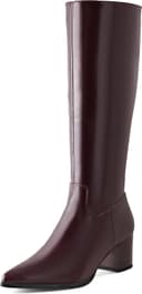 چکمه‌های تا زانو زنانه Shoe'N Tale با نوک تیز، چکمه‌های بلند با پاشنه میانی پهن و مکعبی، زیپ کناری، سایز 40 EU، رنگ Burgundy 2982