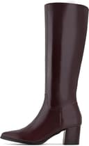 چکمه‌های تا زانو زنانه Shoe'N Tale با نوک تیز، چکمه‌های بلند با پاشنه میانی پهن و مکعبی، زیپ کناری، سایز 40 EU، رنگ Burgundy 2983