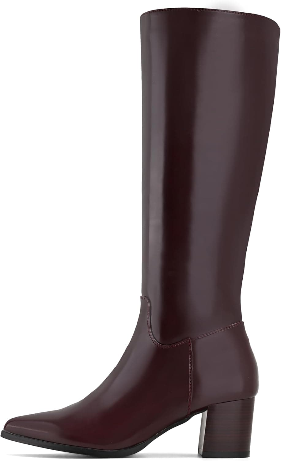 چکمه‌های تا زانو زنانه Shoe'N Tale با نوک تیز، چکمه‌های بلند با پاشنه میانی پهن و مکعبی، زیپ کناری، سایز 40 EU، رنگ Burgundy 2983