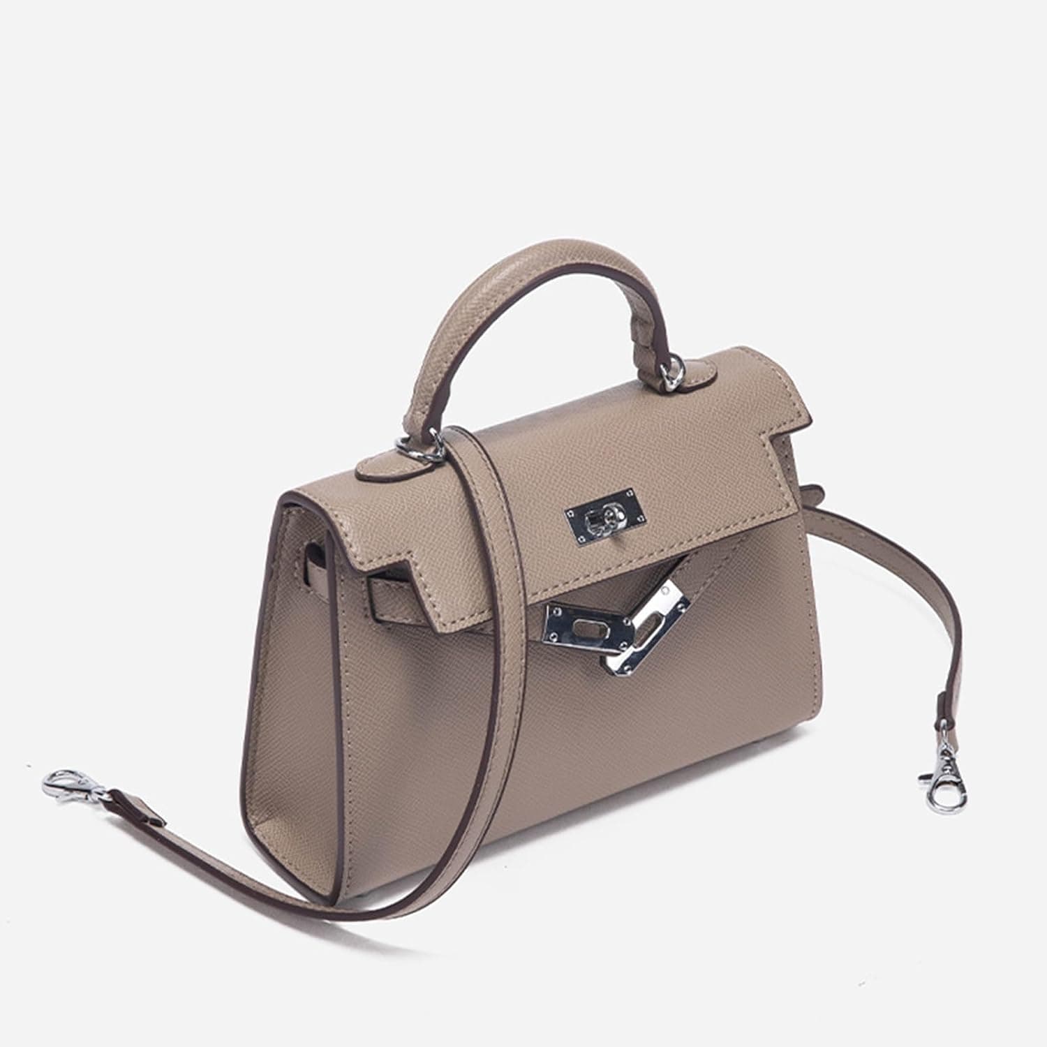 کیف دستی زنانه mothgel مدل Top-handle-handbags معاصر 7.87" x 2.56" x 5.51" رنگ خاکی-نقره‌ای با سگک 3002