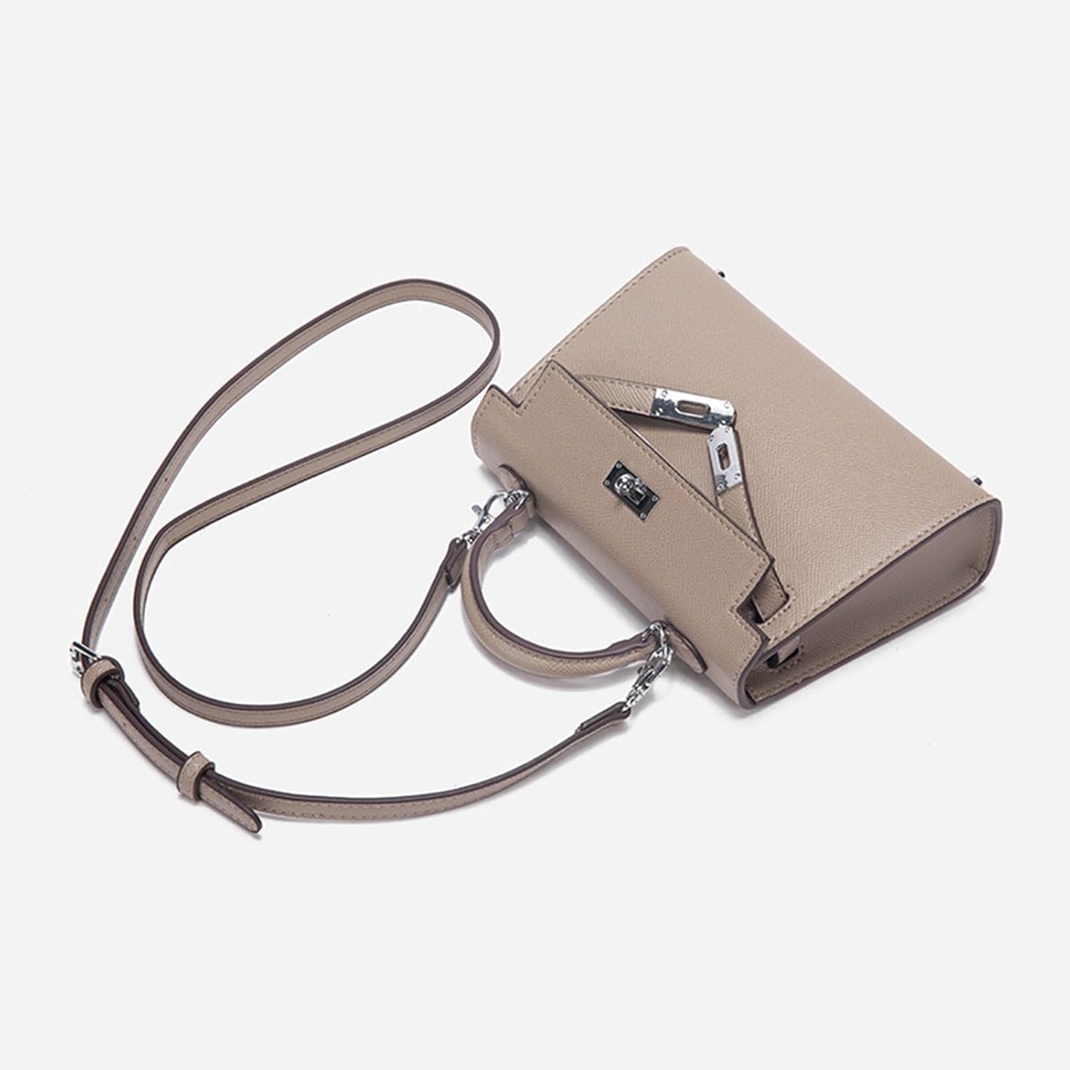 کیف دستی زنانه mothgel مدل Top-handle-handbags معاصر 7.87" x 2.56" x 5.51" رنگ خاکی-نقره‌ای با سگک 3003