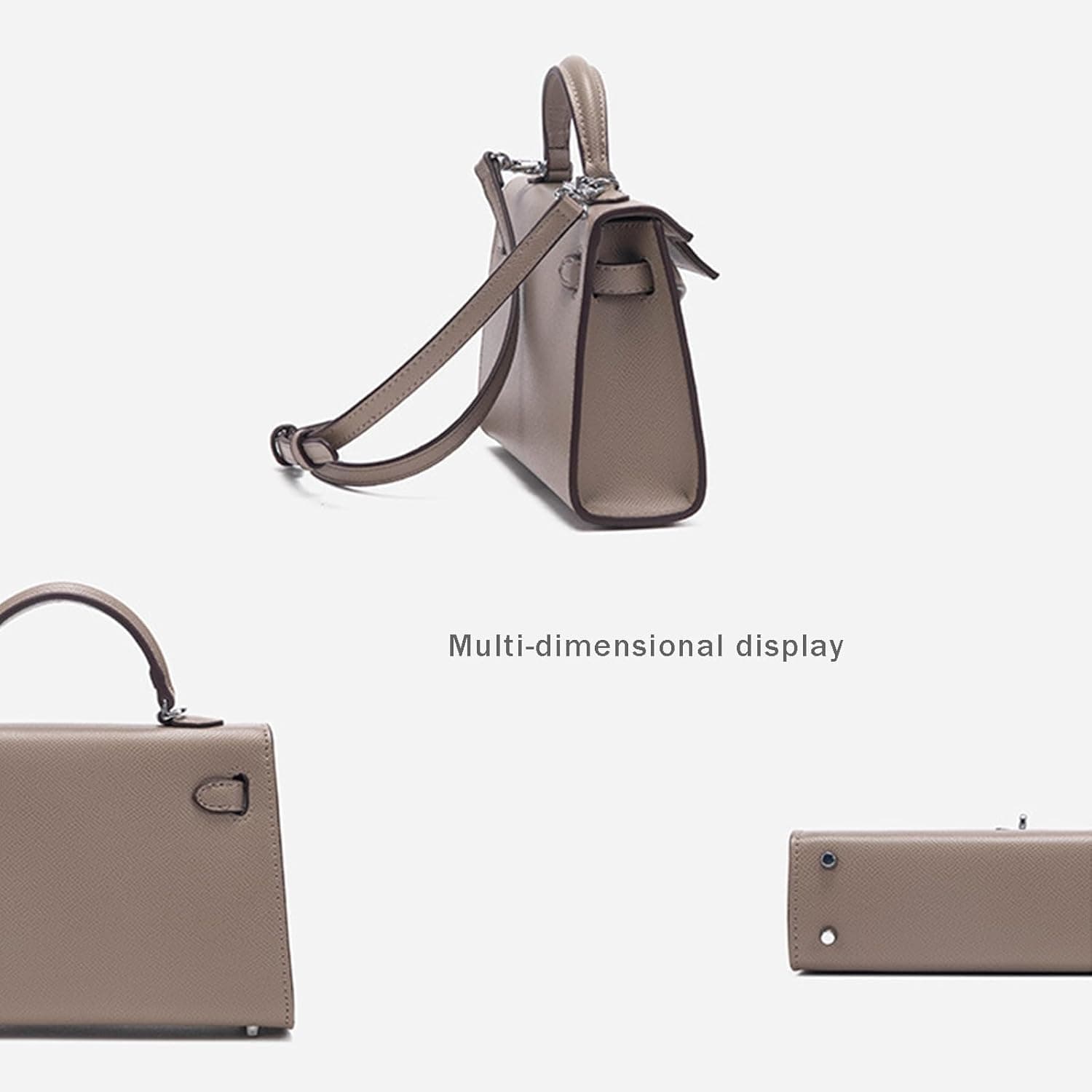 کیف دستی زنانه mothgel مدل Top-handle-handbags معاصر 7.87" x 2.56" x 5.51" رنگ خاکی-نقره‌ای با سگک 3005