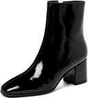 کفش پاشنه‌بلند، بوت‌های چرم نرم زنانه، بوت‌های زنانه پاشنه‌بلند ضخیم، کفش زنانه پاییزه زمستانه با زیپ، بوت زنانه مشکی سفید (سایز: 36) 3023