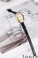 ساعت دستبندی زنانه MASTOP - ساعت دستبندی با صفحه بیضی 24 میلی‌متری شیک - ساعت مچی کوارتز به سبک جواهرات طلایی - هدیه برای او، مشکی A 3052