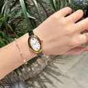 ساعت دستبندی زنانه MASTOP - ساعت دستبندی با صفحه بیضی 24 میلی‌متری شیک - ساعت مچی کوارتز به سبک جواهرات طلایی - هدیه برای او، مشکی A 3054