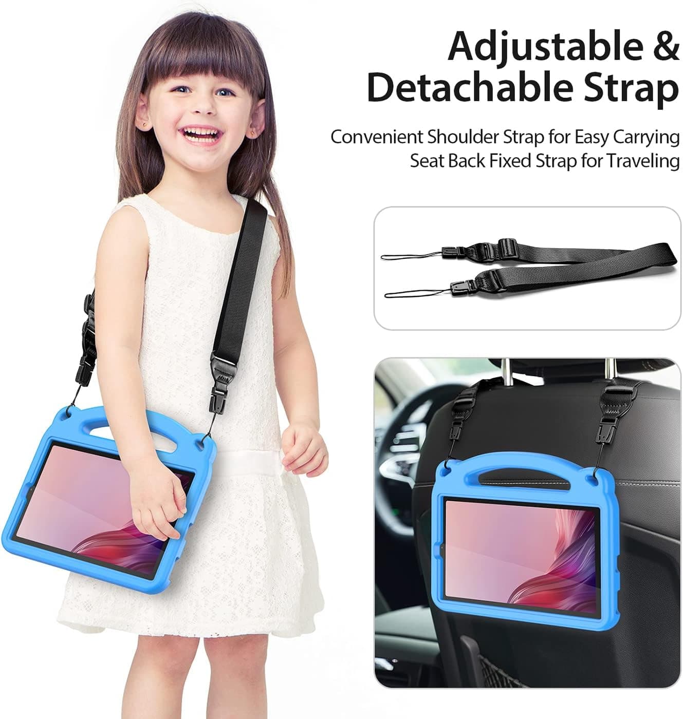 کاور کودکانه برای Lenovo Tab M9 9 اینچ، کاور ضد ضربه کودک با دسته، بند شانه‌ای برای مردان، مناسب برای Lenovo Tab M9 2023 9 اینچ، آبی Lenovo Tab M9 9 Pulgadas 2023 آبی 3114