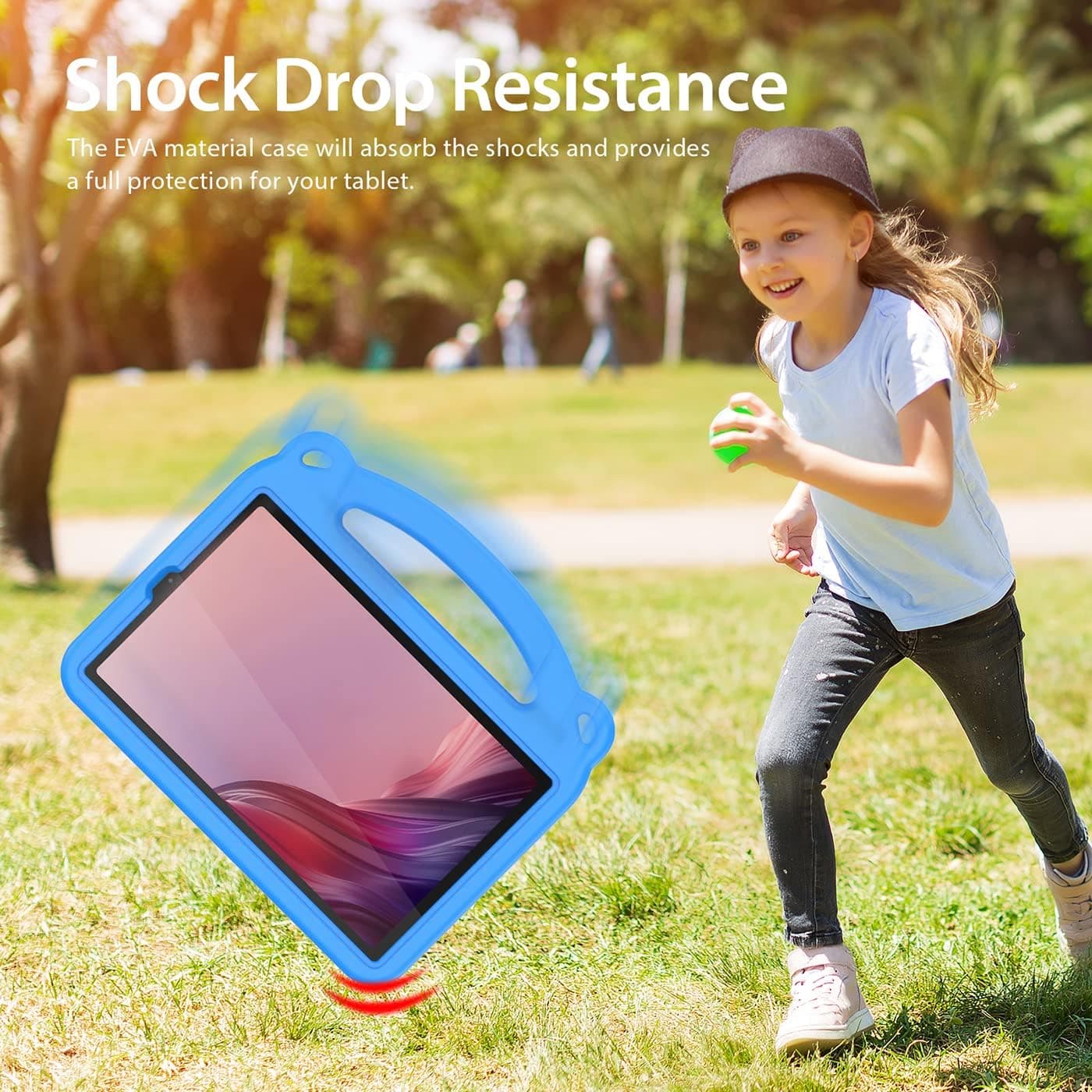 کاور کودکانه برای Lenovo Tab M9 9 اینچ، کاور ضد ضربه کودک با دسته، بند شانه‌ای برای مردان، مناسب برای Lenovo Tab M9 2023 9 اینچ، آبی Lenovo Tab M9 9 Pulgadas 2023 آبی 3115