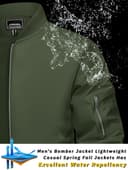 کاپشن مردانه TACVASEN - سبک، کژوال برای بهار و پاییز، بمبر نازک با زیپ و جیب، کت روکش L مدل #02 سبز 3147