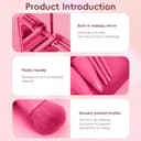 ست ۵ عددی براش آرایشی مسافرتی - ست براش آرایش مینی قابل حمل مخصوص سفر به همراه جعبه آینه‌دار برای فوندیشن، رژگونه و سایه چشم، رنگ رز قرمز 3156