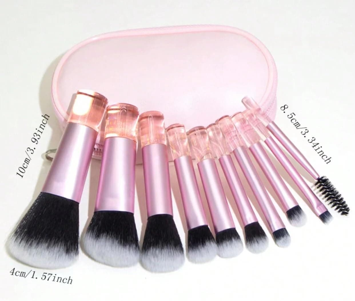 ست ۱۰ عددی براش مینی آرایشی با موهای مصنوعی نرم برای Foundation، Blush، Blending Eyeshadow، ضد حساسیت برای انواع پوست، صورتی 3162