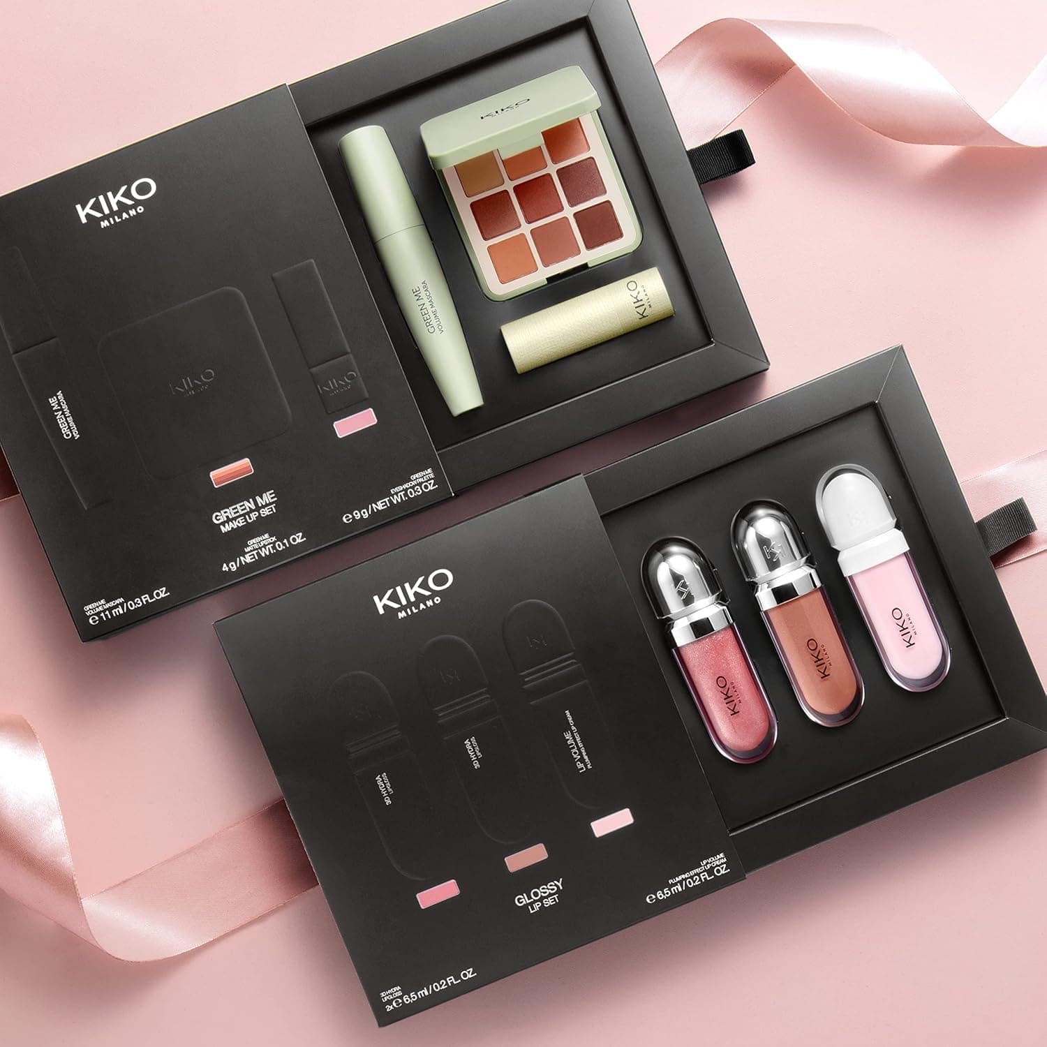 ست براق لب KIKO Milano | ست آرایشی: ۲ برق لب مرطوب‌کننده و ۱ کرم لب اصلاح‌کننده چندرنگ 3180