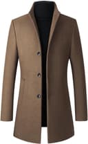 کت بلند زمستانی مردانه Lavnis از جنس ترکیبی پشم – کت Pea باریک با جلوی دکمه‌دار تک‌سینه، مناسب برای استفاده رسمی و کت تجاری. 319