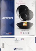 سرویس غذاخوری Luminarc ARC مدل Zelie، ۱۸ عدد بشقاب، شیشه اوپال، مشکی، قابل شستشو در ماشین ظرفشویی، شیک و ظریف 3208