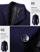 کت بلند زمستانی مردانه Lavnis از جنس ترکیبی پشم – کت Pea باریک با جلوی دکمه‌دار تک‌سینه، مناسب برای استفاده رسمی و کت تجاری. 322