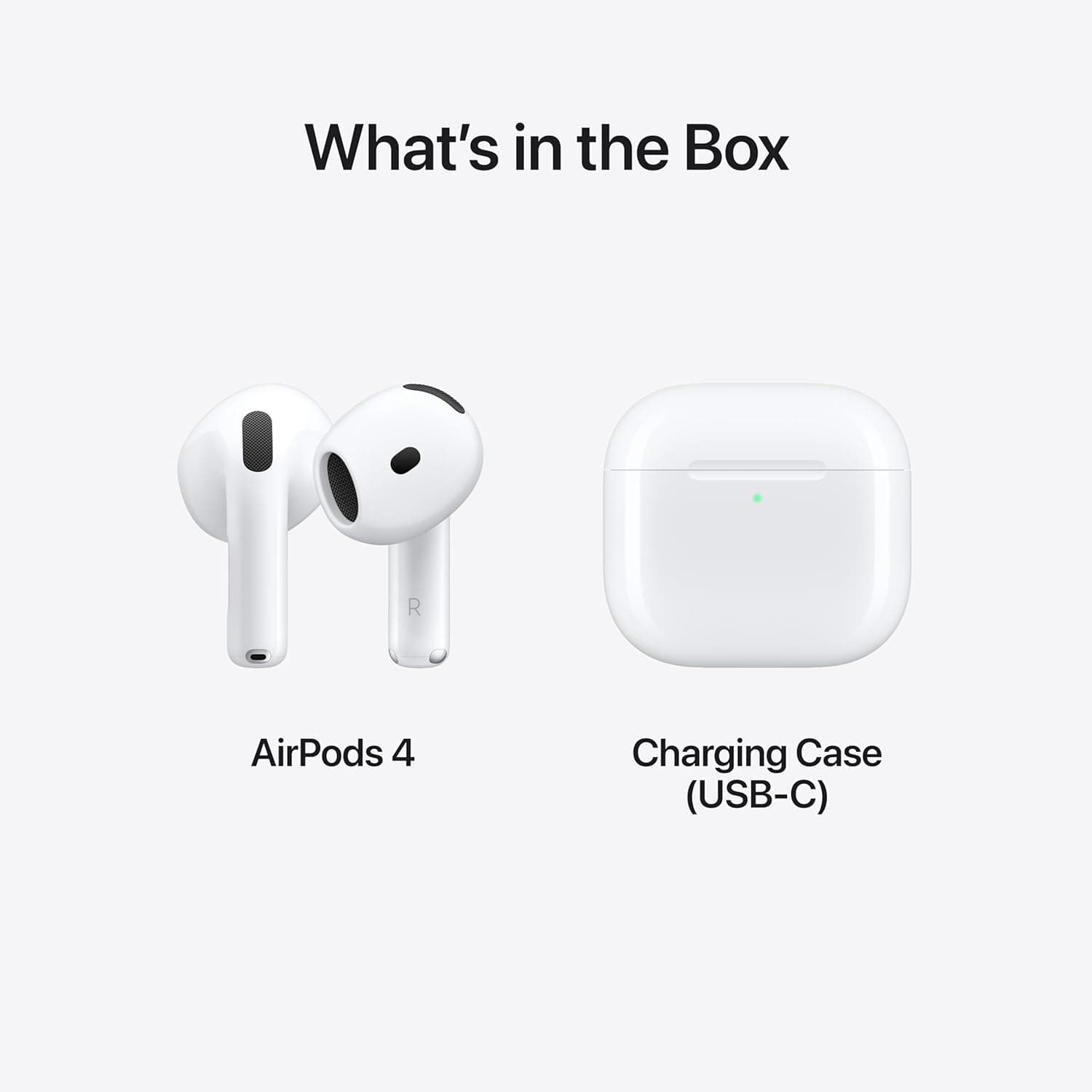 ایربادهای بی‌سیم Apple AirPods 4، هدفون‌های بلوتوث، صدای فضایی شخصی‌سازی‌شده، مقاوم در برابر عرق و آب، کیس شارژ USB-C، چیپ H2، تا 30 ساعت عمر باتری، راه‌اندازی آسان برای iPhone بدون حذف نویز فعال، بدون AppleCare+ (2 سال) 3284