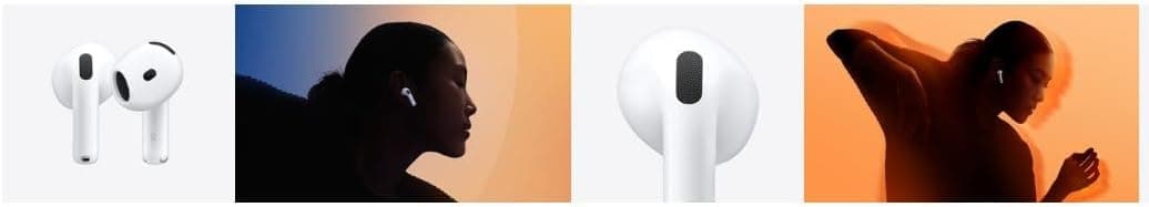ایربادهای بی‌سیم Apple AirPods 4، هدفون‌های بلوتوث، صدای فضایی شخصی‌سازی‌شده، مقاوم در برابر عرق و آب، کیس شارژ USB-C، چیپ H2، تا 30 ساعت عمر باتری، راه‌اندازی آسان برای iPhone بدون حذف نویز فعال، بدون AppleCare+ (2 سال) 3285