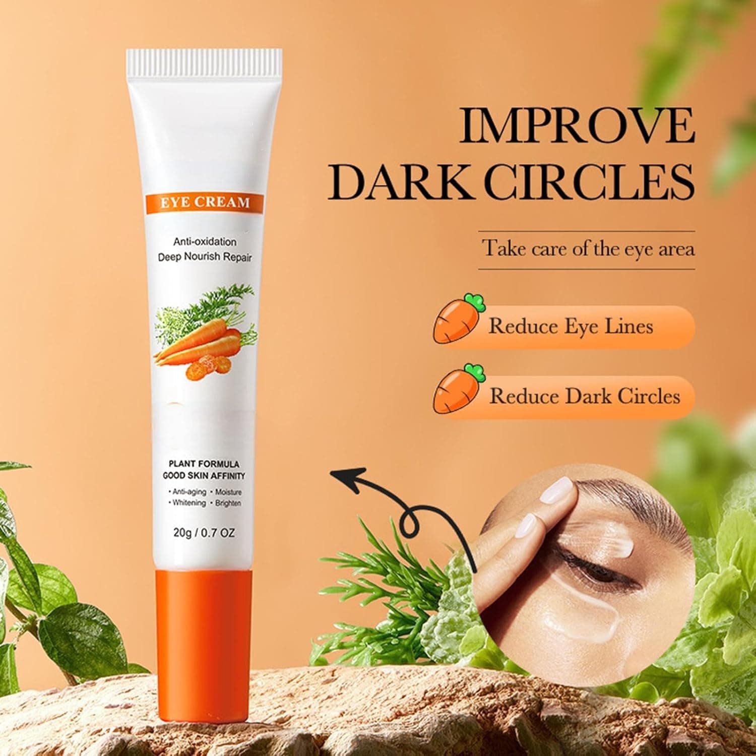 استیک دور چشم eyecream2، کرم دور چشم ضد پیری، کرم دور چشم هویج، استیک روشن‌کننده دور چشم برای بالم خنک‌کننده دور چشم علیه تیرگی و پف، صاف‌کننده چین‌وچروک (5) 3365