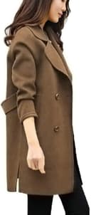 کت زمستانی زنانه، آستین بلند ساده، دکمه‌دار، پالتو پاییزی زمستانی، کاردیگان رویه، سایز XL قهوه‌ای 3371