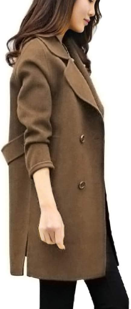 کت زمستانی زنانه، آستین بلند ساده، دکمه‌دار، پالتو پاییزی زمستانی، کاردیگان رویه، سایز XL قهوه‌ای 3371