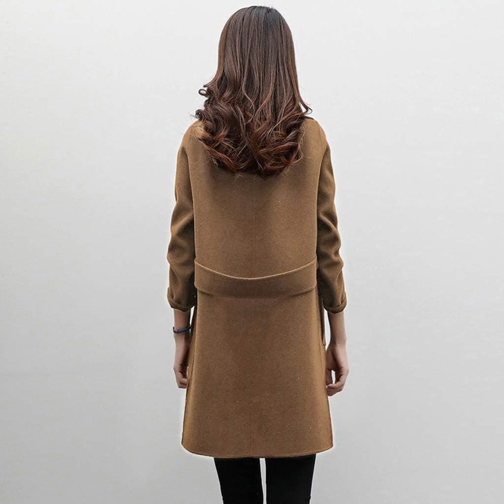 کت زمستانی زنانه، آستین بلند ساده، دکمه‌دار، پالتو پاییزی زمستانی، کاردیگان رویه، سایز XL قهوه‌ای 3374