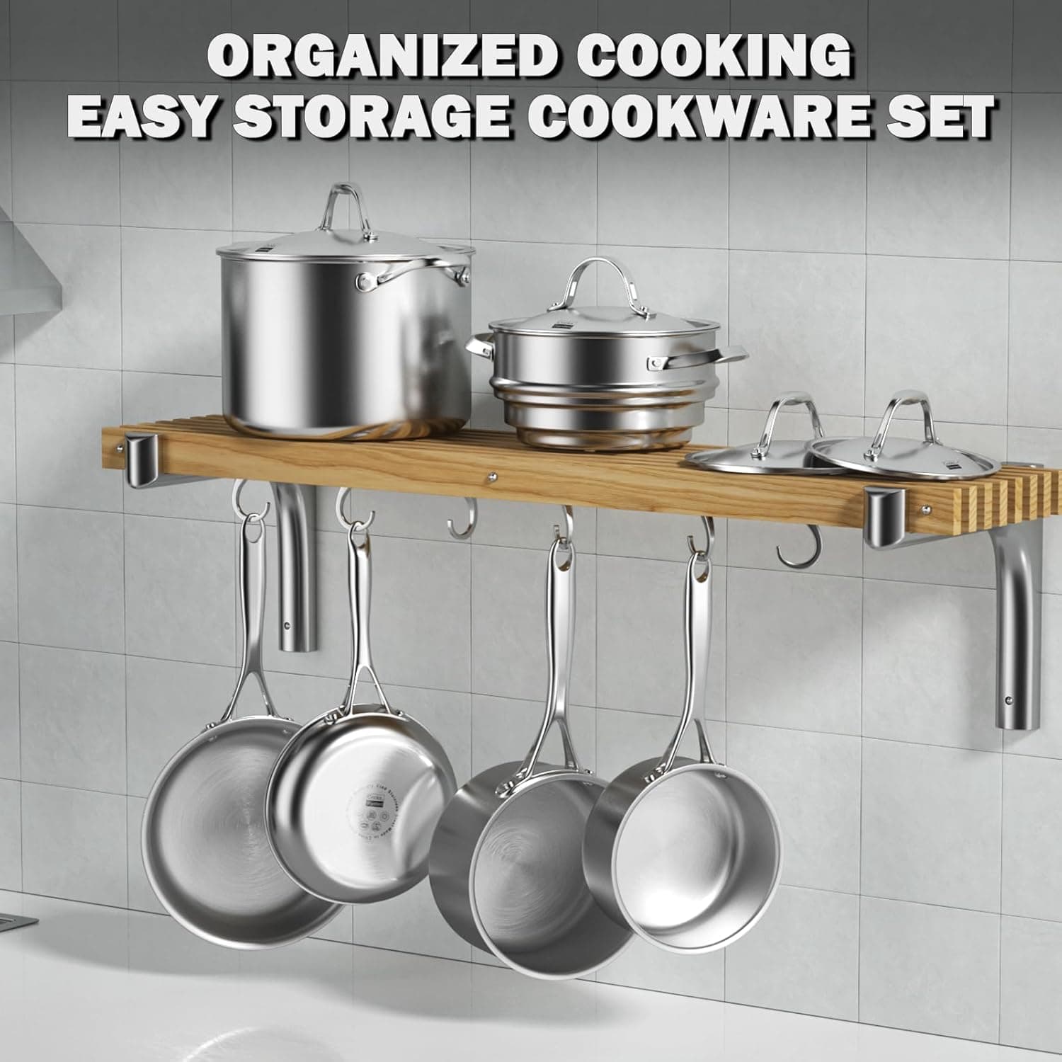 ست ۱۰ تکه قابلمه استیل چندلایه Cooks Standard مدل Multi-Ply Clad، سرویس ۱۰ تکه ظروف پخت‌وپز، رنگ نقره‌ای 3387