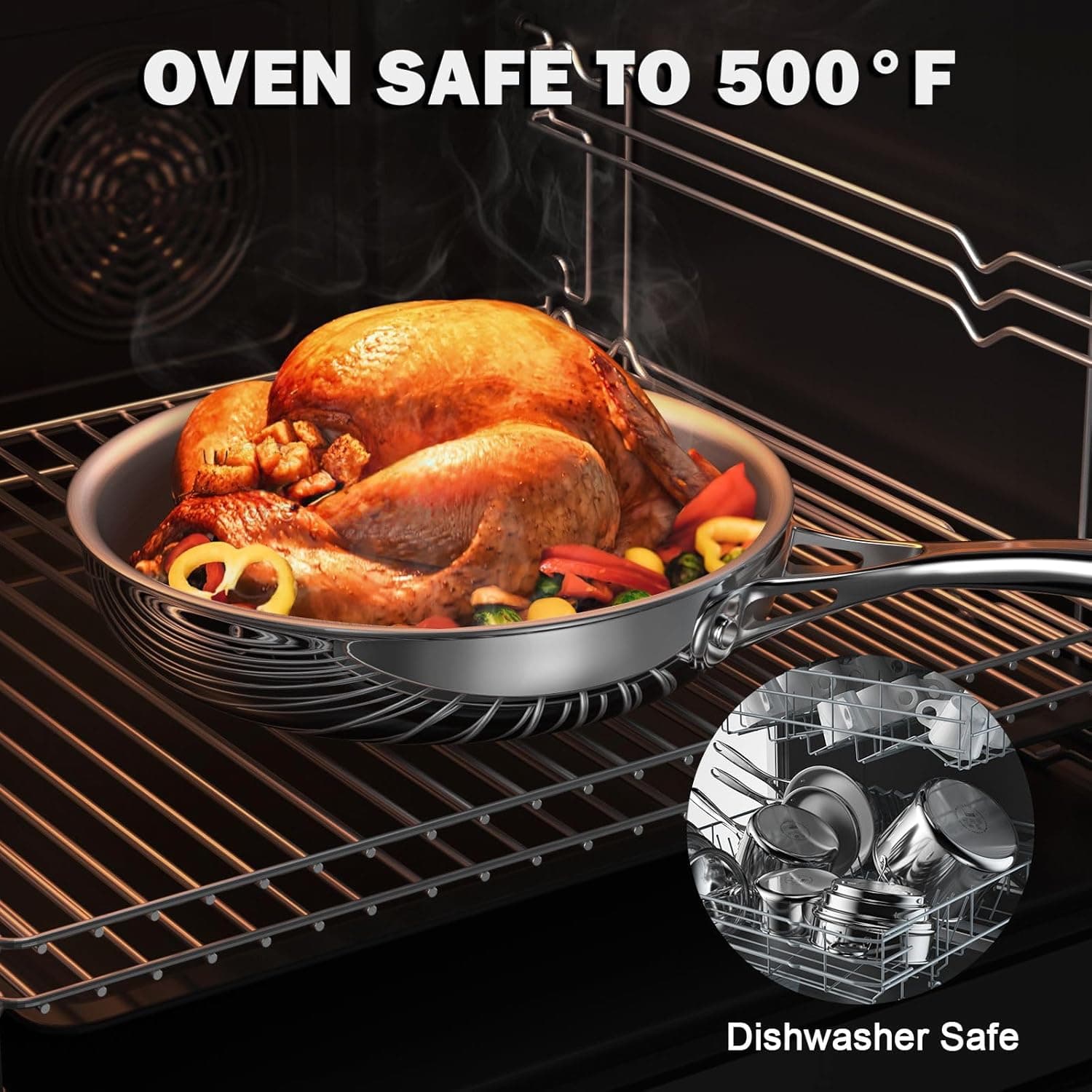 ست ۱۰ تکه قابلمه استیل چندلایه Cooks Standard مدل Multi-Ply Clad، سرویس ۱۰ تکه ظروف پخت‌وپز، رنگ نقره‌ای 3389