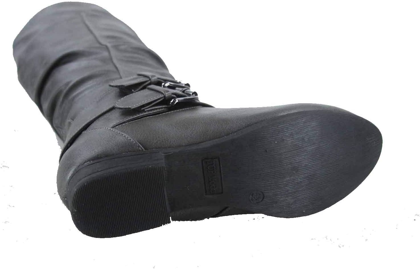 کفش بوت سواری زنانه TOP Moda مدل Coco-20 با پنجه گرد، پاشنه کوتاه، تا زانو با زیپ، سایز 7 رنگ خاکستری 3408