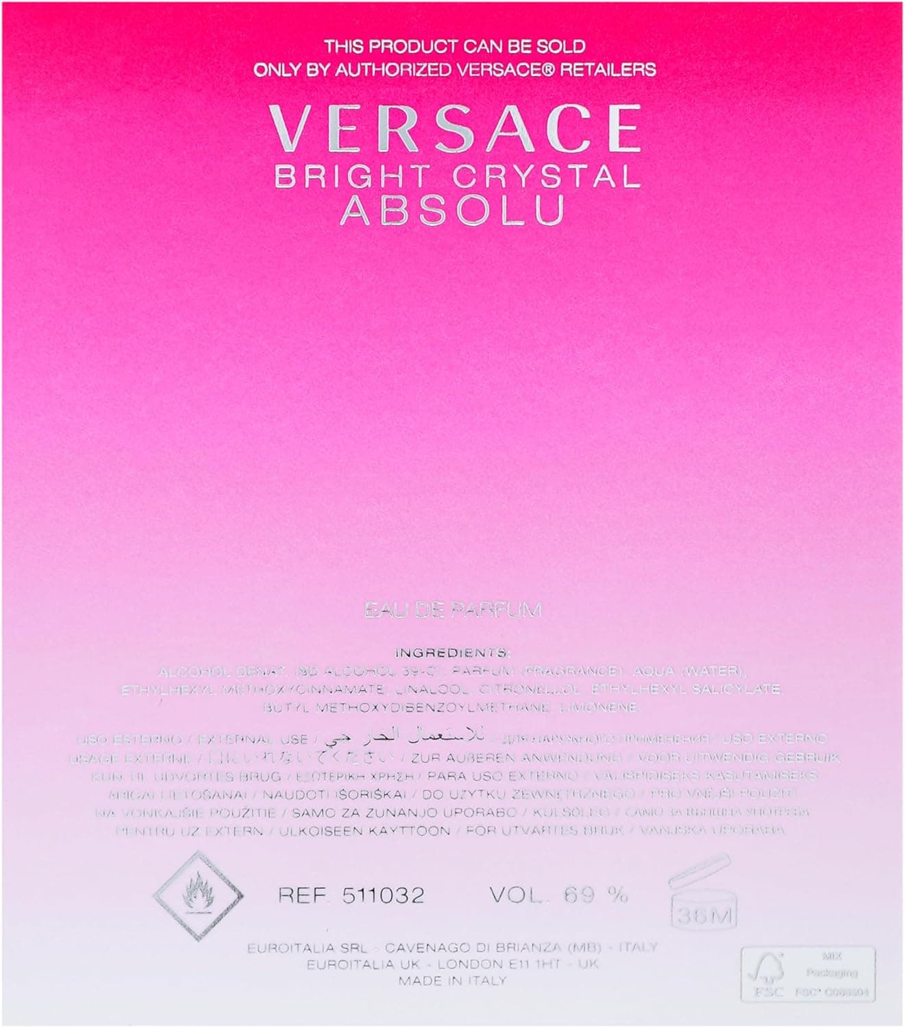 ورساچه برایت کریستال ابسولو زنانه - ادو پرفیوم، ۹۰ میلی‌لیتر Bright Crystal Absolu EDP 90 ml 3416