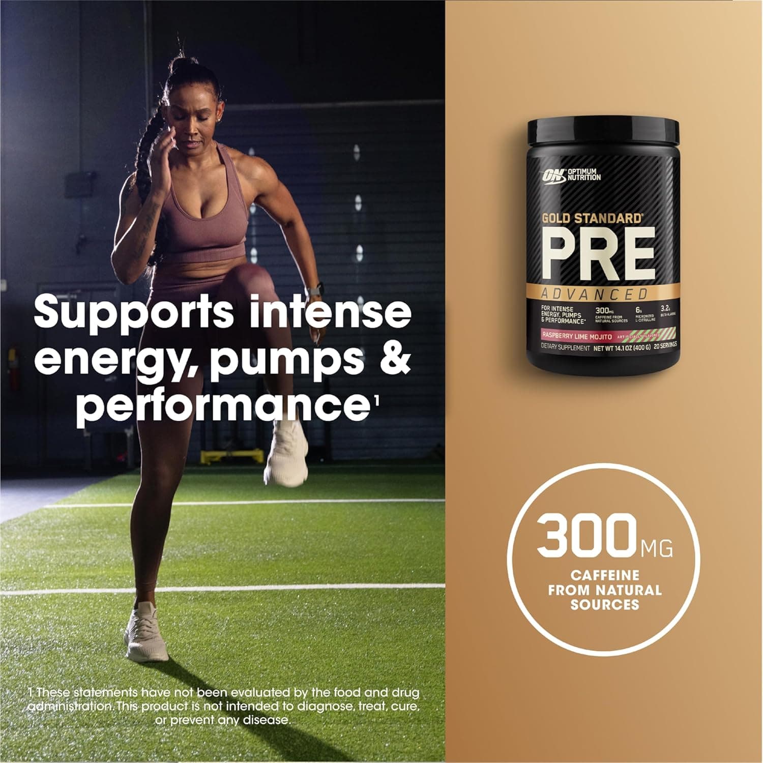پیش‌تمرین Optimum Nutrition Gold Standard Pre Workout Advanced، حاوی Creatine، Beta-Alanine، Micronized L-Citrulline و Caffeine برای افزایش انرژی، سازگار با رژیم Keto، طعم Raspberry Lime Mojito، ۲۰ وعده مصرف 3536