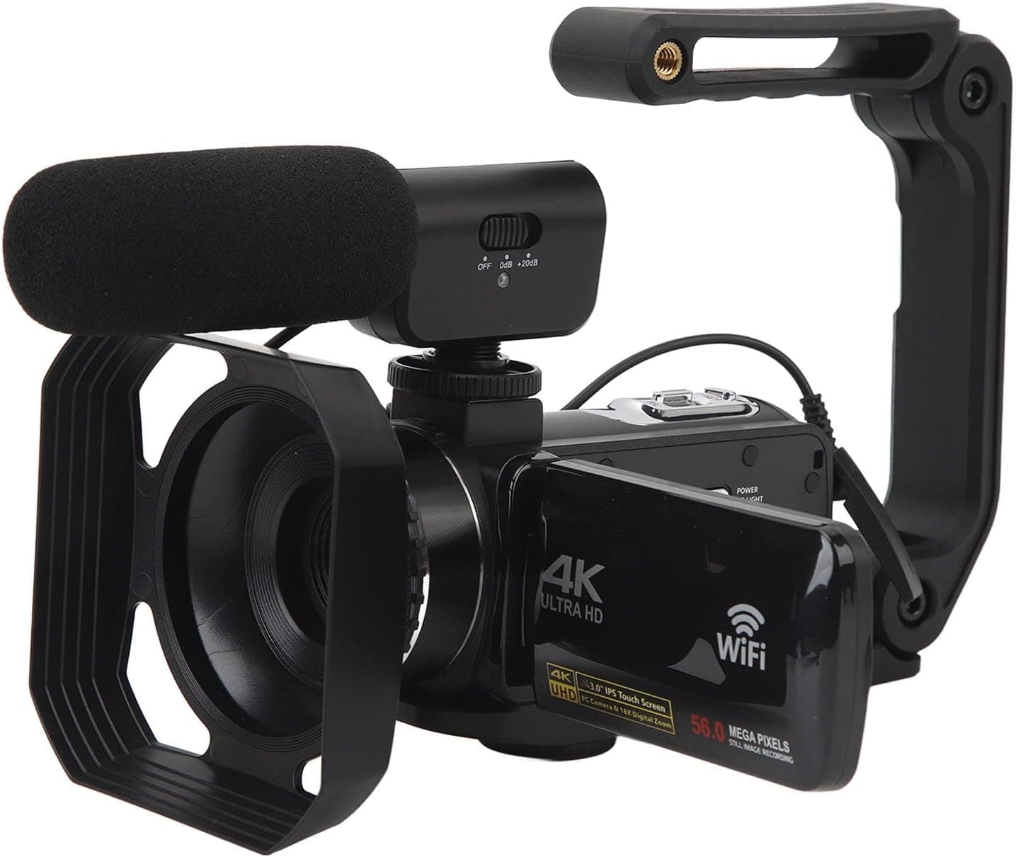 دوربین فیلمبرداری ویدئو 4K 30FPS 56MP با قابلیت شب، زوم 18X، میکروفون خارجی، ریموت کنترل - دوربین Vlogging قابل حمل با خروجی HD - ایده‌آل برای Vlogging و عکاسی