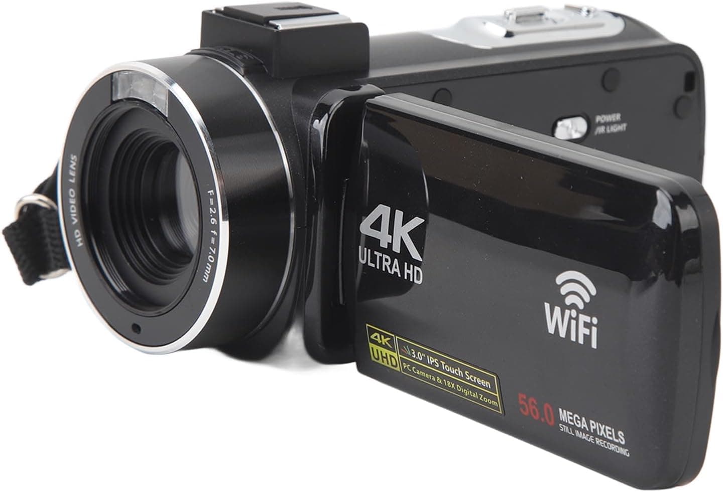 دوربین فیلمبرداری ویدئو 4K 30FPS 56MP با قابلیت شب، زوم 18X، میکروفون خارجی، ریموت کنترل - دوربین Vlogging قابل حمل با خروجی HD - ایده‌آل برای Vlogging و عکاسی 3579