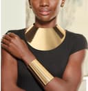 TERRIFI ست گردنبند و گوشواره به سبک آفریقایی برای زنان – شامل گوشواره حلقه‌ای طلایی، گردنبند چوکر پهن طلایی و نقره‌ای، جواهرات استیتمنت به سبک Egyptian برای زنان و مردان، ست جواهرات فانتزی طلایی، مناسب برای هدیه دادن به دختران. 414