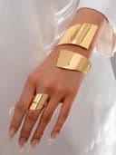 ست یک‌تکه دستبند و انگشتر هندسی طلایی – دستبند مد روز و لوکس، جواهرات رمانتیک برای مناسبت‌های خاص و اکسسوری‌های ترندی برای استفاده روزمره. 465