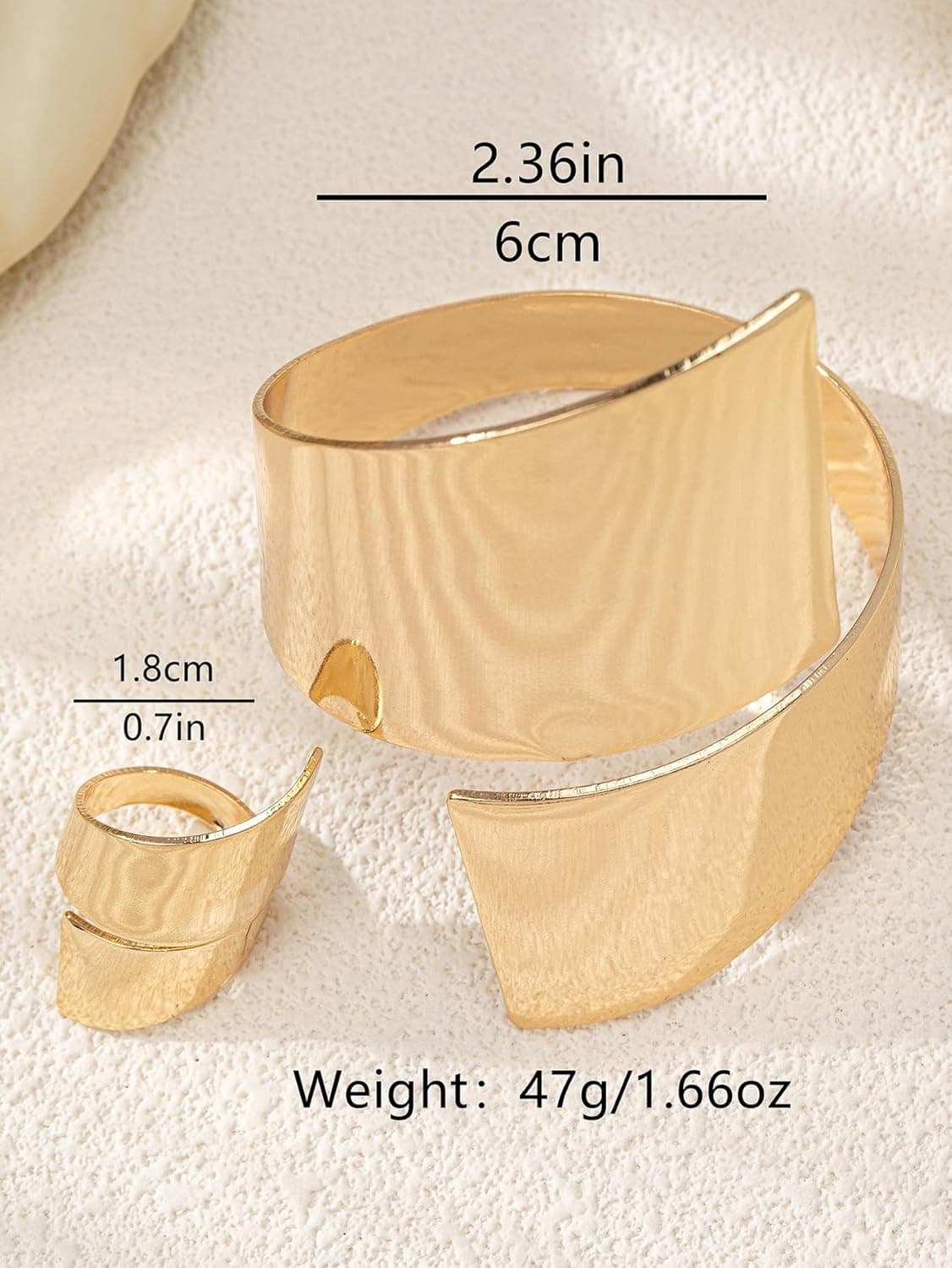 ست یک‌تکه دستبند و انگشتر هندسی طلایی – دستبند مد روز و لوکس، جواهرات رمانتیک برای مناسبت‌های خاص و اکسسوری‌های ترندی برای استفاده روزمره. 467