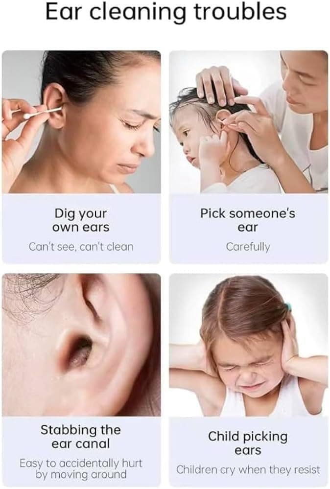 ابزار پاک‌کننده جرم گوش با دوربین HD – شامل دوربین، ۶ چراغ LED، و ابزار تمیزکننده گوش، کیف کامل پاک‌سازی جرم گوش، شارژ از طریق USB و سازگار با Android و iPhone – رنگ مشکی.