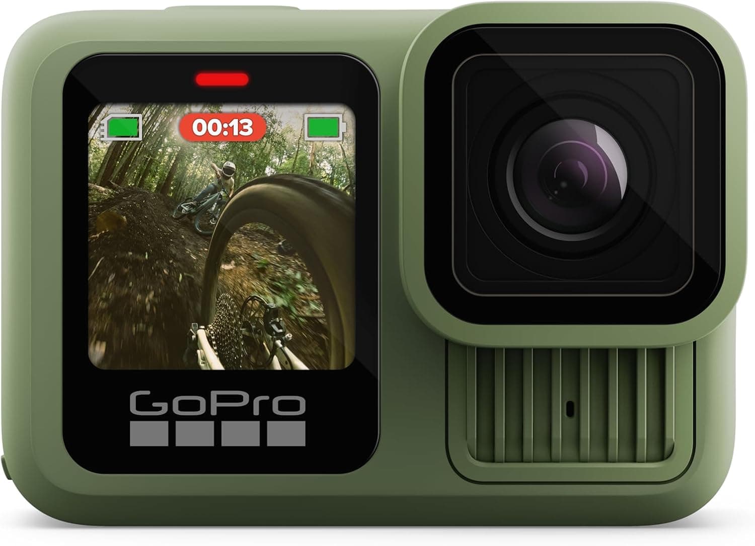 دوربین ورزشی GoPro HERO13 Black – رنگ سبز جنگلی (نسخه محدود)، ضدآب، فیلم‌برداری با کیفیت 5.3K60، عکس 27 مگاپیکسلی و سازگار با لنزهای سری HB.