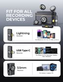 Hollyland LARK M2 میکروفون بی‌سیم – سازگار با iPhone، اندروید و دوربین، صدای Hi-Fi با کیفیت 48KHz/24Bit، برد ۱۰۰۰ فوت LOS، حذف نویز، ۴۰ ساعت عمر باتری، مناسب برای ویلاگینگ، YouTube و استریمینگ – نسخه Combo. 550