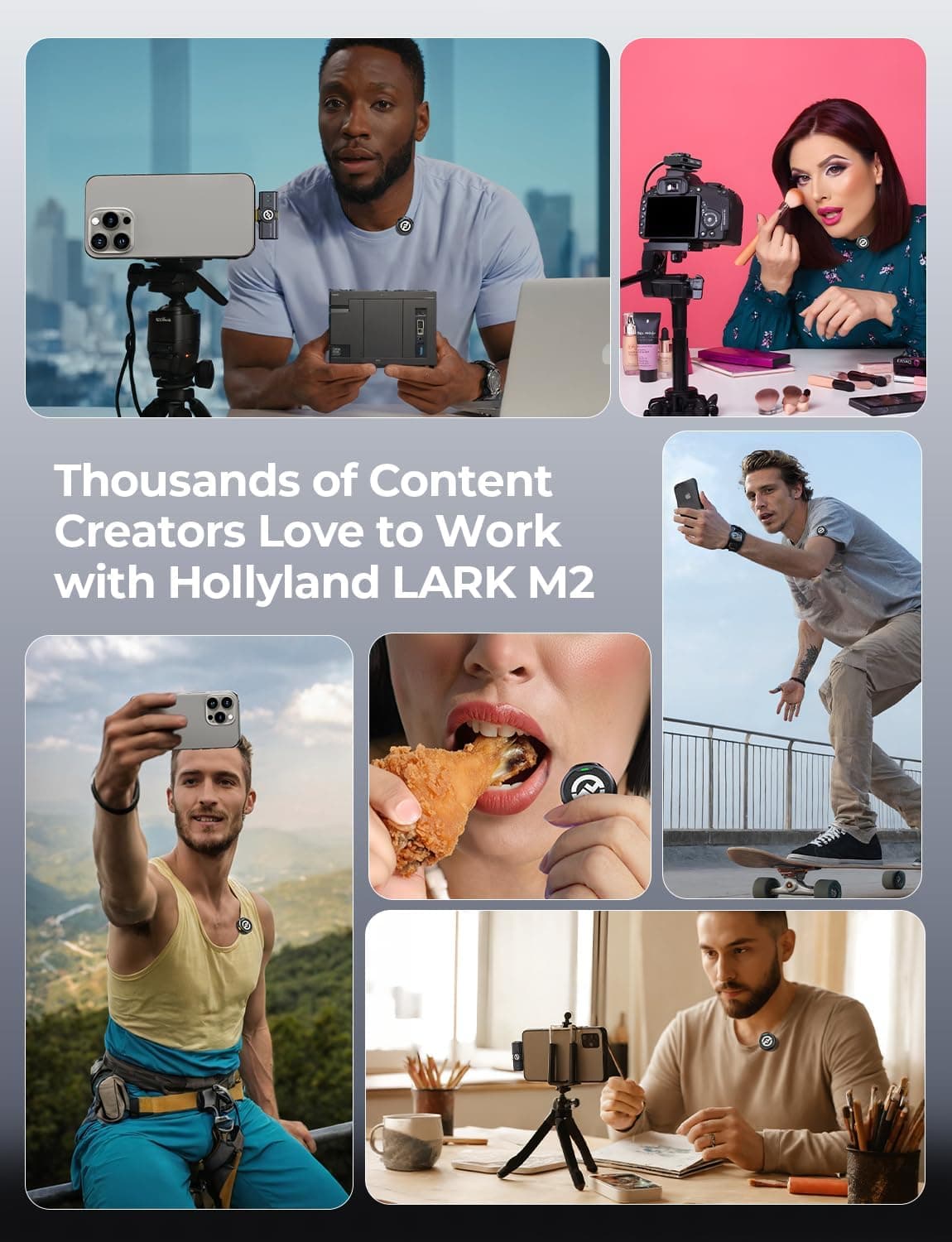 Hollyland LARK M2 میکروفون بی‌سیم – سازگار با iPhone، اندروید و دوربین، صدای Hi-Fi با کیفیت 48KHz/24Bit، برد ۱۰۰۰ فوت LOS، حذف نویز، ۴۰ ساعت عمر باتری، مناسب برای ویلاگینگ، YouTube و استریمینگ – نسخه Combo. 551