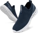 کفش مردانه Slip On بدون بند، رویه مش مشبک قابل تنفس، کتانی اسپرت روزمره، کفش ورزشی، کتانی پیاده‌روی سبک، کفش دویدن، سرمه‌ای تیره، سایز 47 EU 658