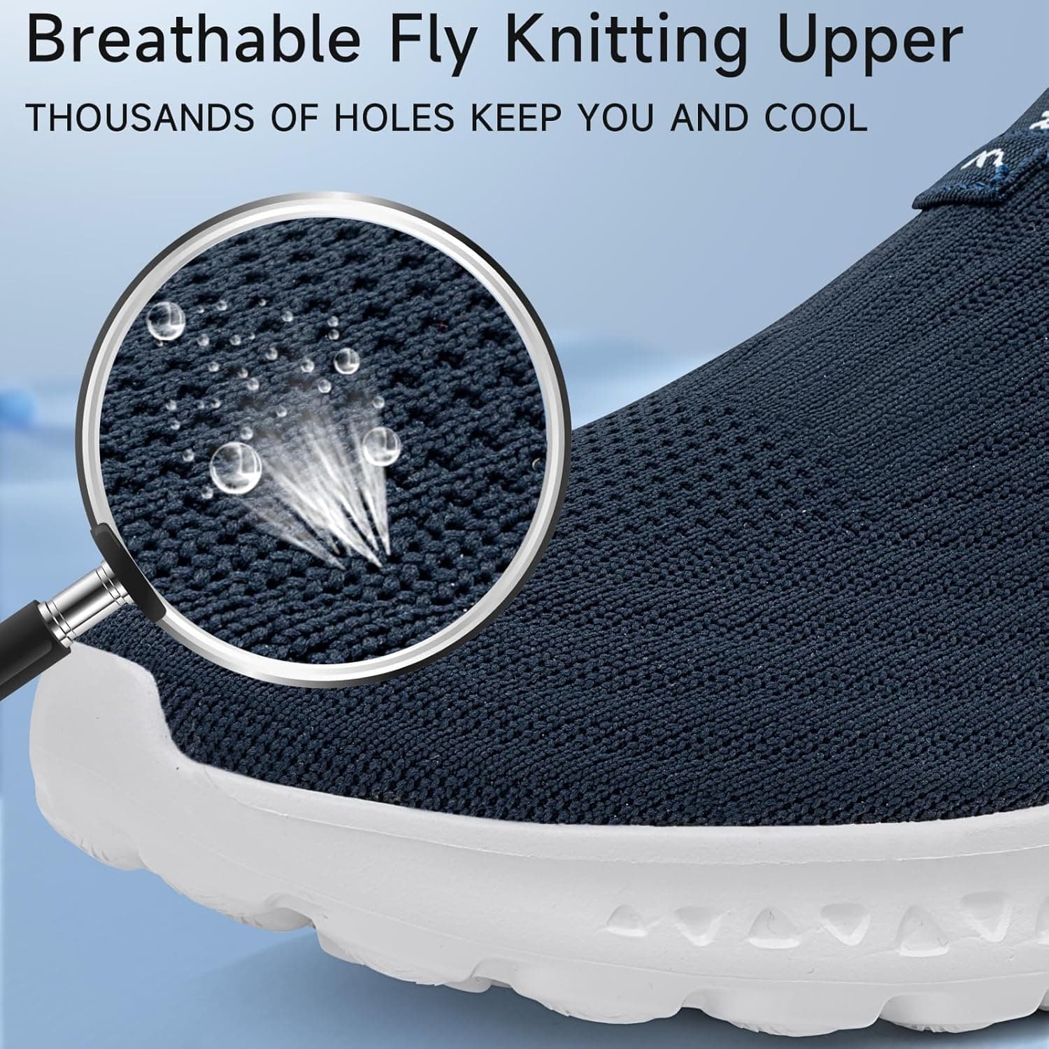 کفش مردانه Slip On بدون بند، رویه مش مشبک قابل تنفس، کتانی اسپرت روزمره، کفش ورزشی، کتانی پیاده‌روی سبک، کفش دویدن، سرمه‌ای تیره، سایز 47 EU 660