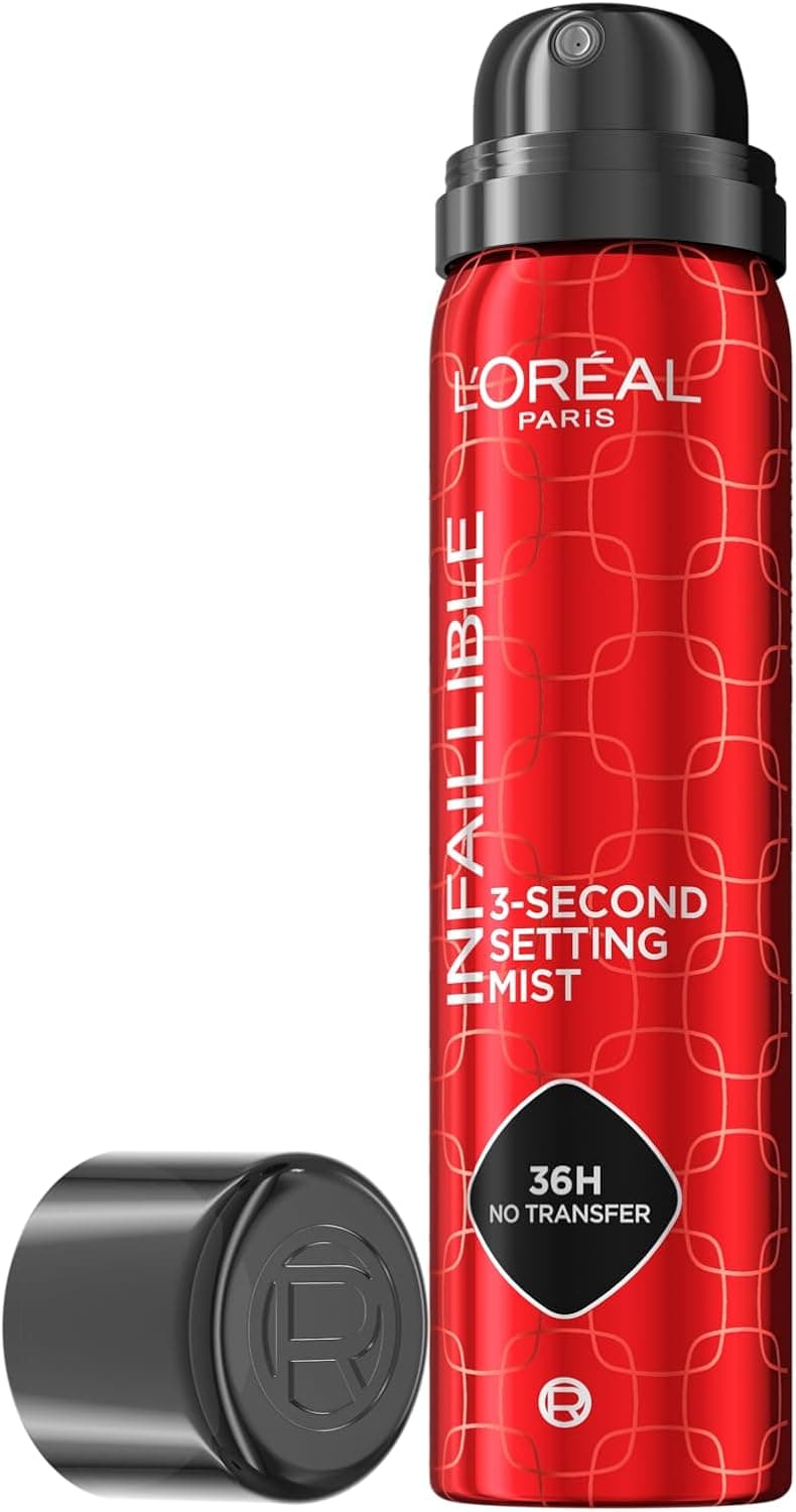 اسپری فیکس‌کننده ۳ ثانیه‌ای L’Oréal Paris L'Oreal Infallible، میست بسیار ریز برای ماندگاری تا ۳۶ ساعت، شفاف، ۱.۷۶ اونس مایع 666